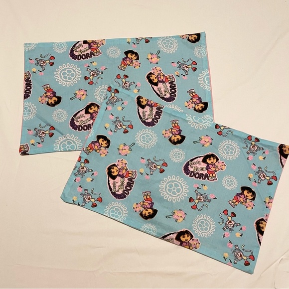 Dora the Explorer Beauty in Bloom Pillowcases Homemade 20.5” x 12.5” Lot of 2 - Picture 1 of 16